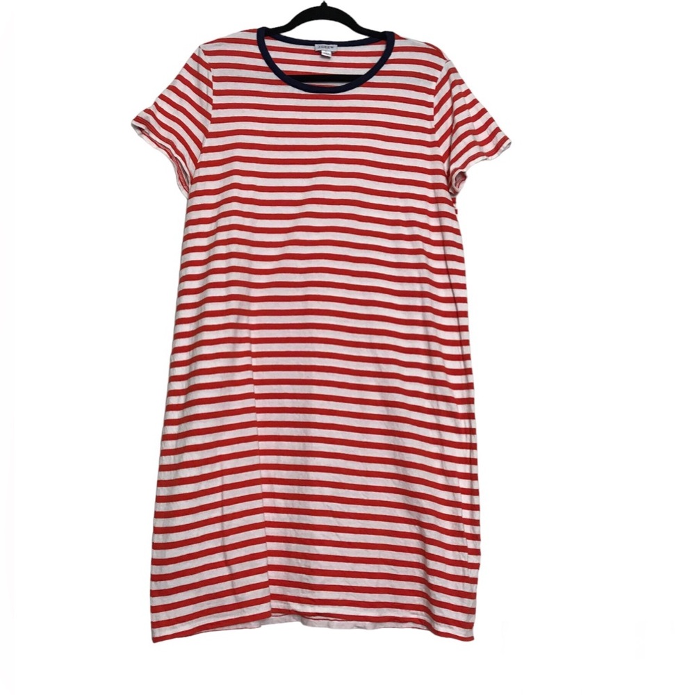 J. Crew Striped Short Sleeve T-Shirt Dress Womens Size L Coastal Beach Preppy